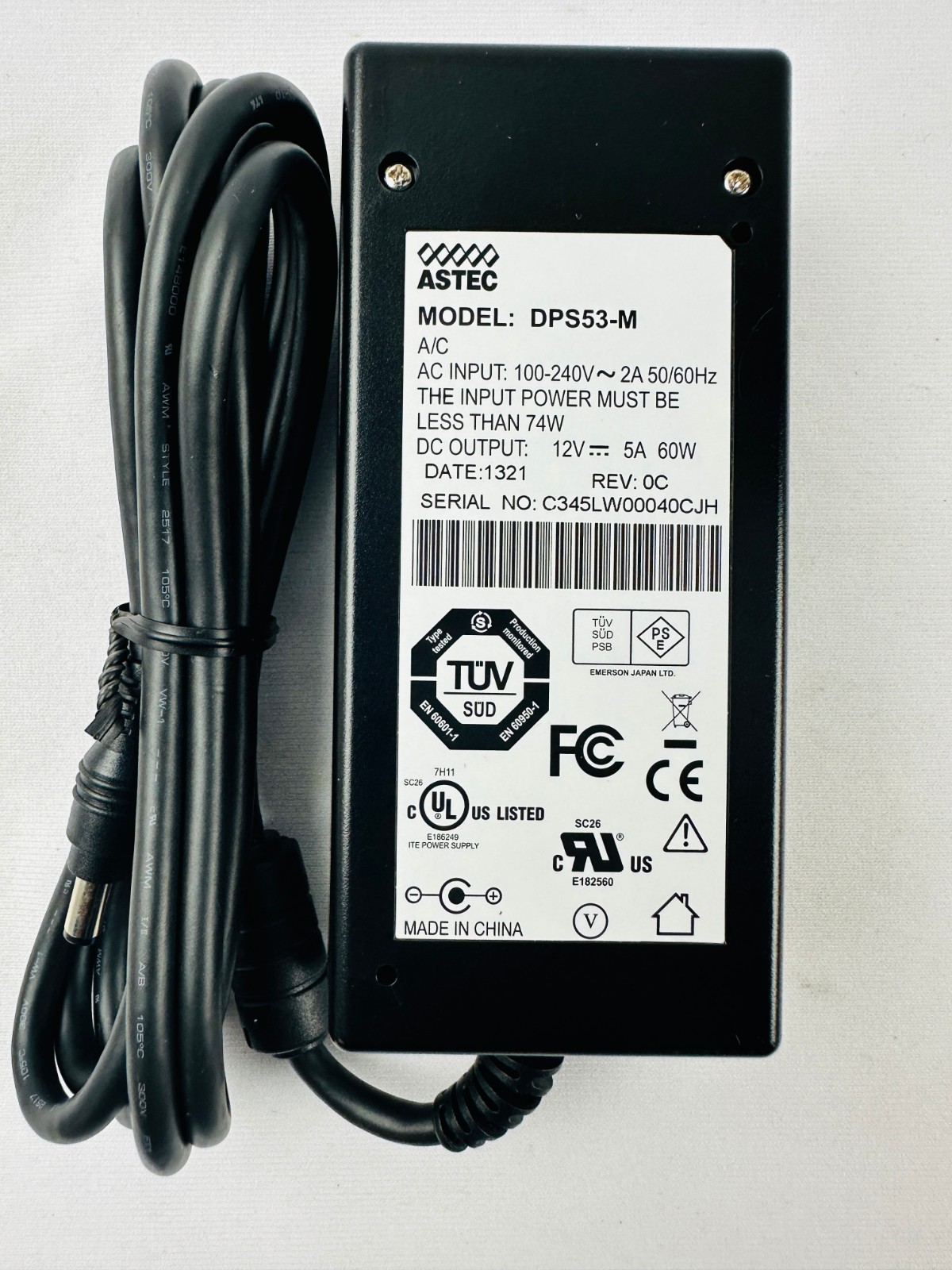 Original NEW Astec DPS53-M 12V 5A  AC Power Supply Adapter