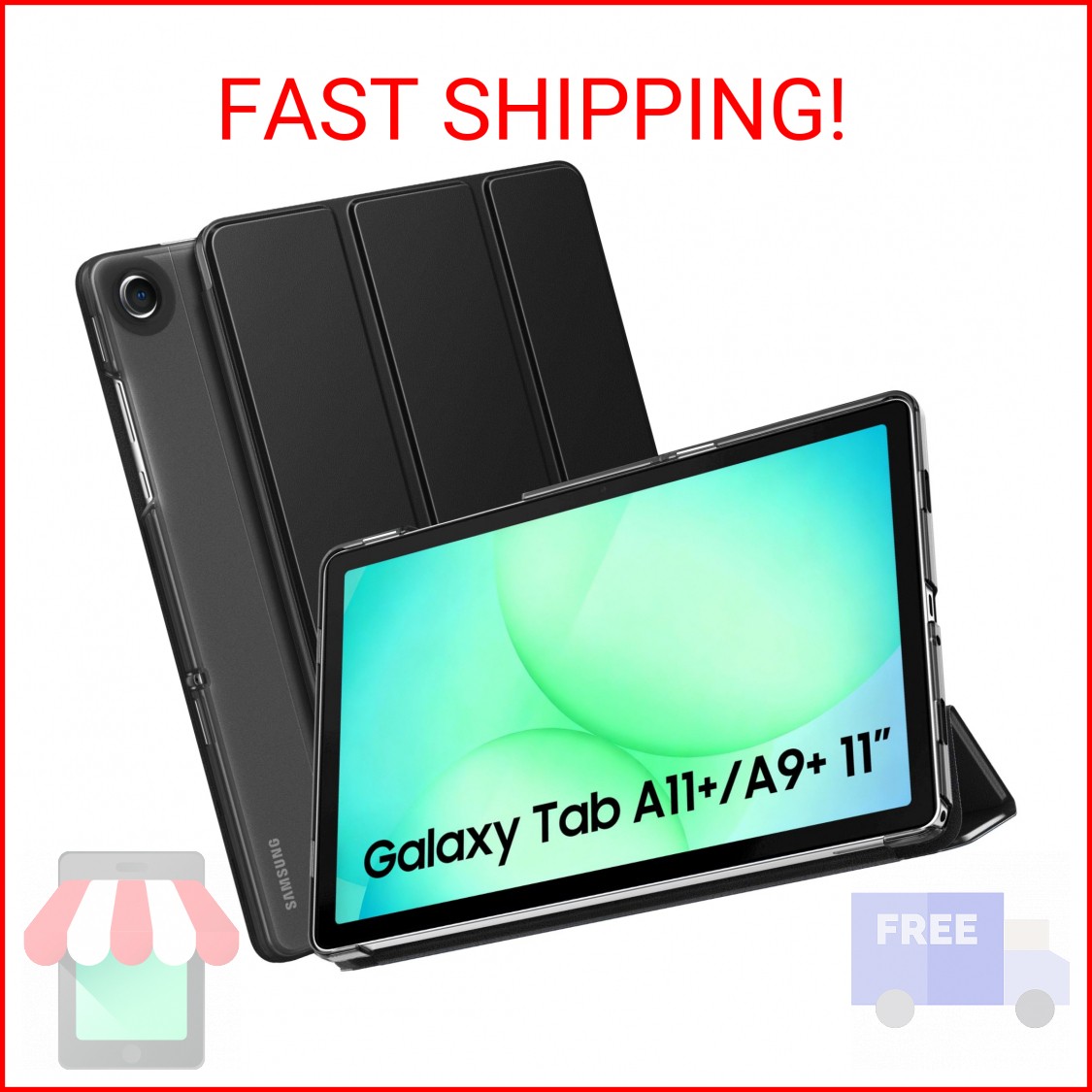 MoKo Slim Case for Samsung Galaxy Tab A11+ Plus/ A9+ Plus 11 Inch, Black