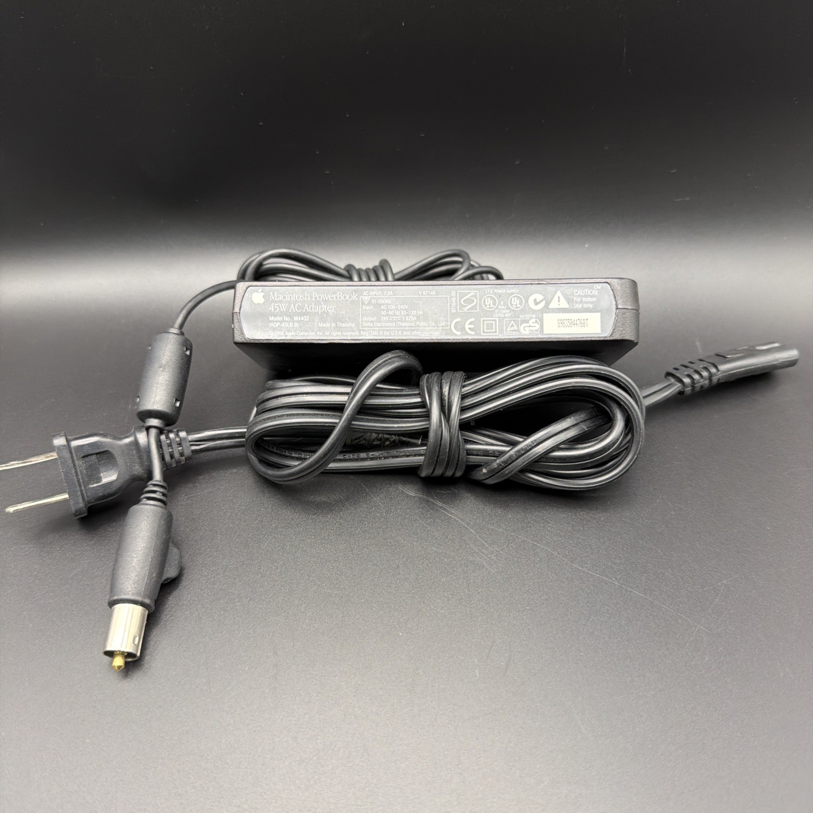 Vintage Apple M4402 Black 24V 45W AC Power Adapter for Macintosh PowerBook