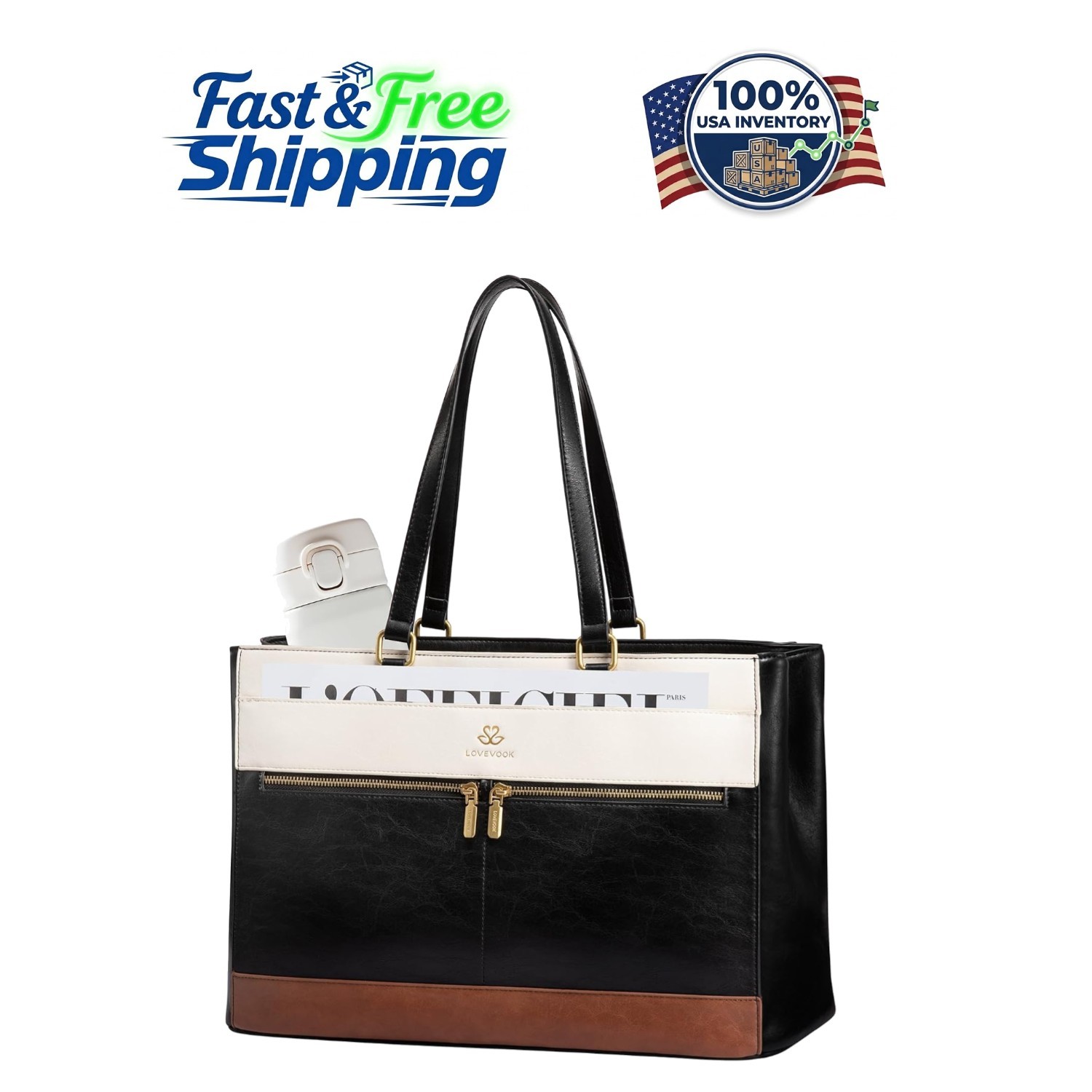 Stylish 15.6-Inch Laptop Tote Bag - Ideal for Work and Travel, Leather Design