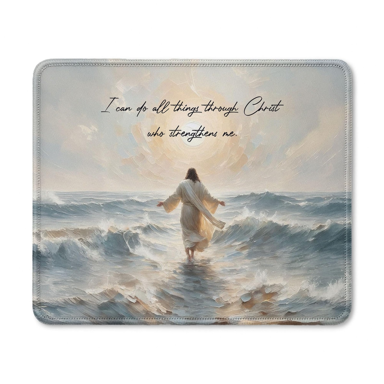 DEQSX Christian Jesus Mouse Pad, Jesus Walking on Water Religious Mouse Pad f...