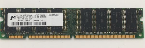 Memory, mt16lsdt3264ag-10eg3 pc100-222-620 256mb, synch, 100mhz, cl2, ct32m64s4