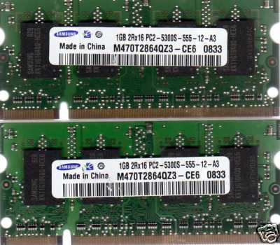 2GB 2x1GB Kit Sony Vaio VGN-FS742/W VGN-FS745P/H VGN-SZ120/B VGN-SZ120P/B Memory