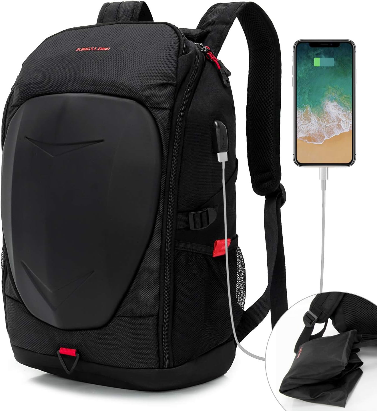 17 Inch Laptop Backpack with Hardshell, Armored Backpack with USB