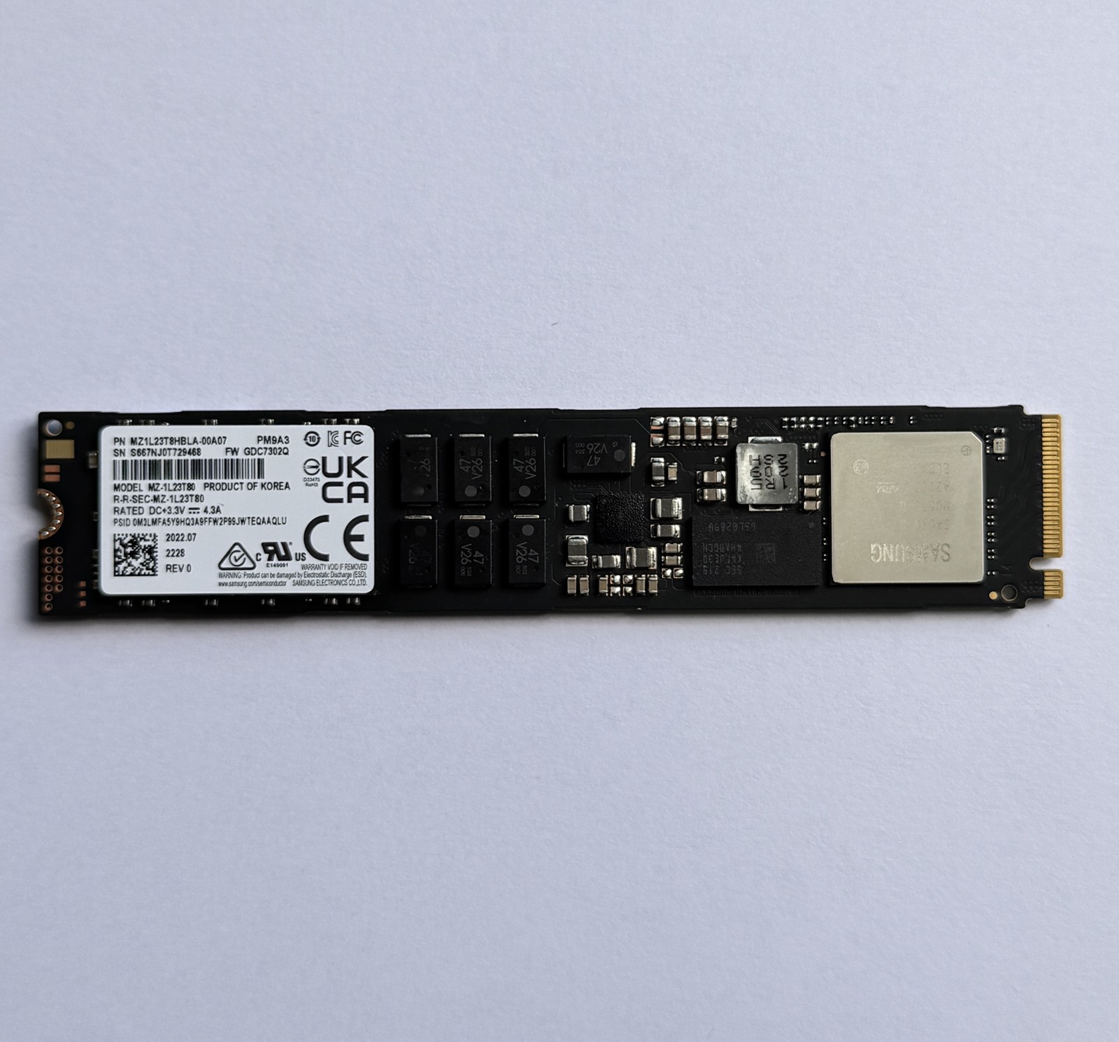 Samsung PM9A3 3.84TB M.2 22110 NVMe 4.0 x4 MZ-1L23T80 MZIL23T8HBLA-00AMV/A07 SSD