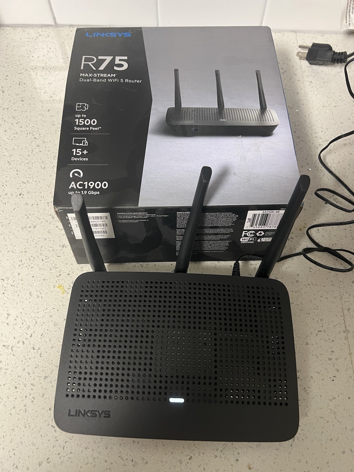 Linksys EA7500V3 Dual-Band Wi-Fi Router R75 Max-Stream AC1900 NEW Factory sealed