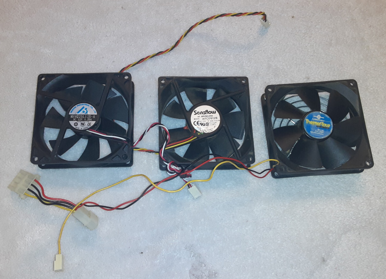 3x 90mm PC Computer Desktop Fans Various Brands Black 12v