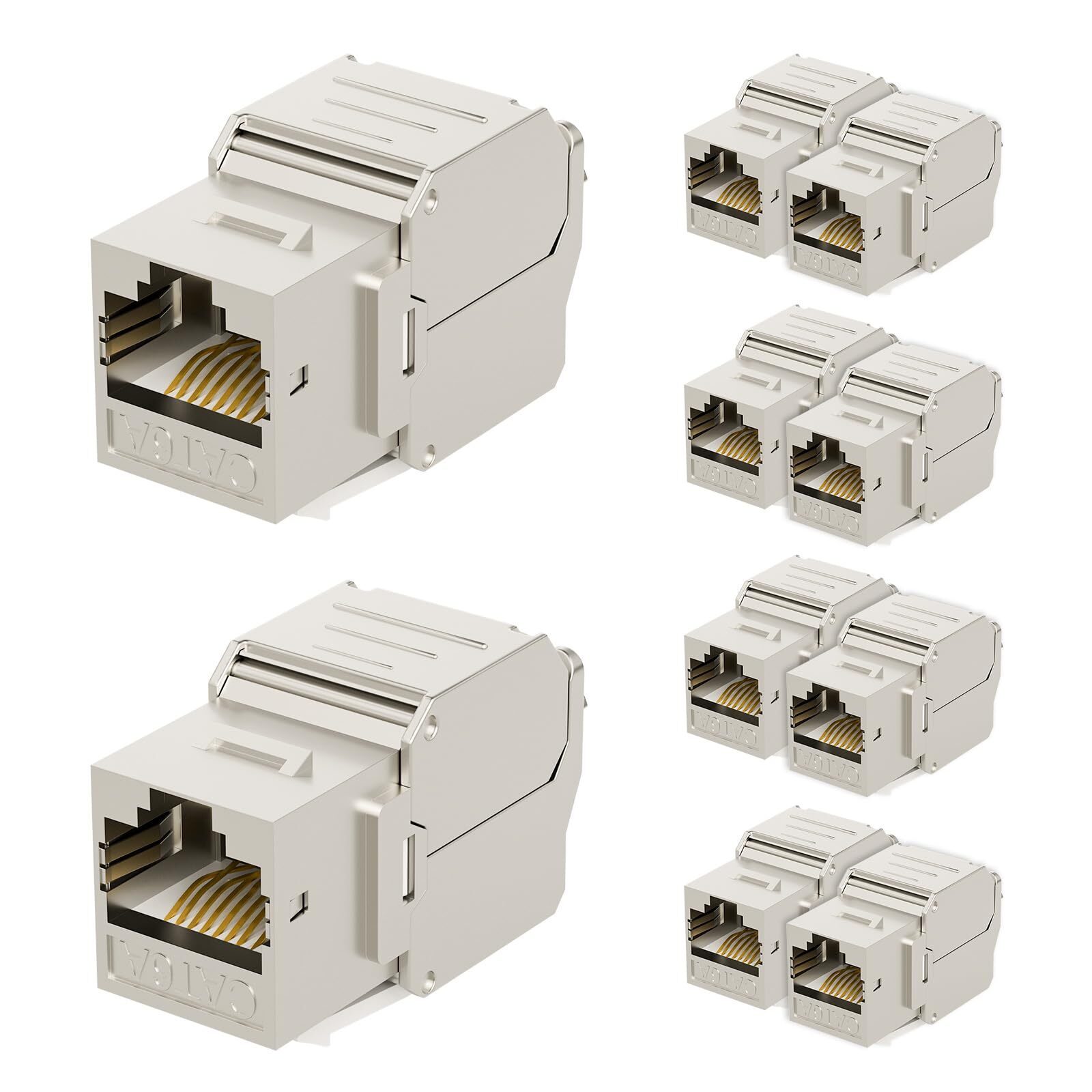 10gbps Shielded Cat6a Keystone Jack 180 Degree Toolless Zincalloy Housing Rj45 K