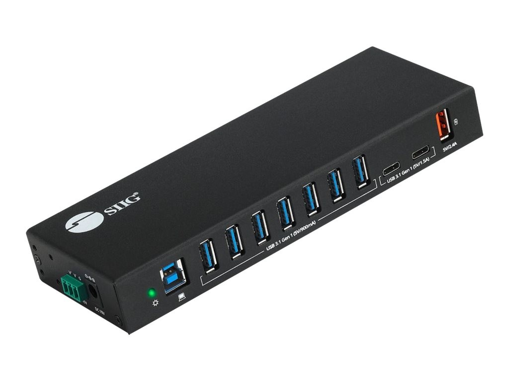 SIIG IDUS0811S1 Industrial 10-Port USB 3.1 Hub with Dual USB-C and Charging