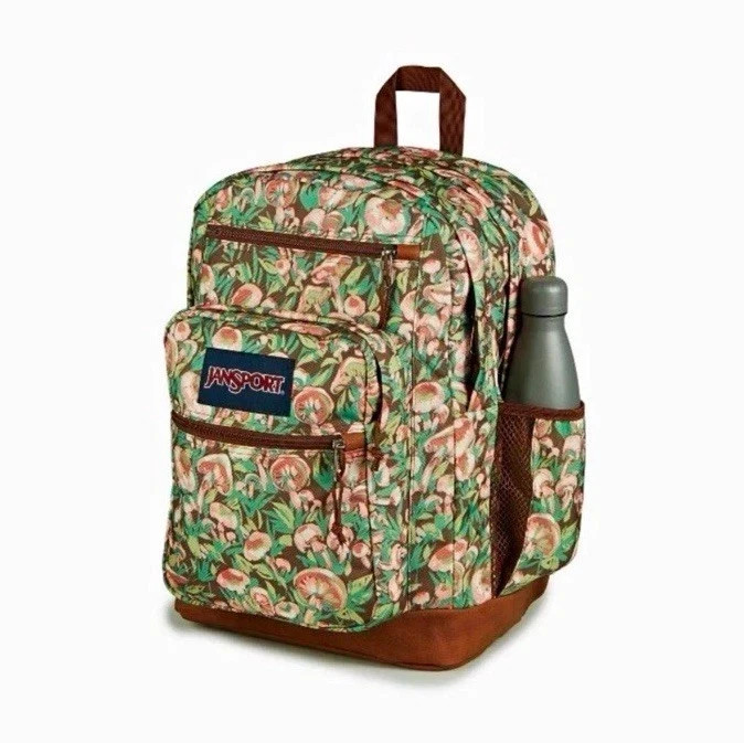 NEW JanSport Cool Student Backpack, XL - Painterly Mushrooms (17" x 12" x 8")