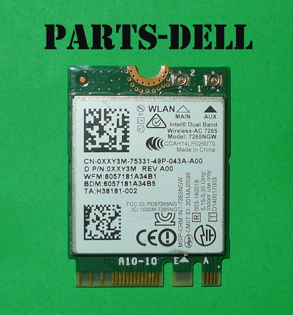 Dell Latitude E5450 Intel Wireless-AC 7265 Duel Band WLAN WiFi+ Bluetooth XXY3M