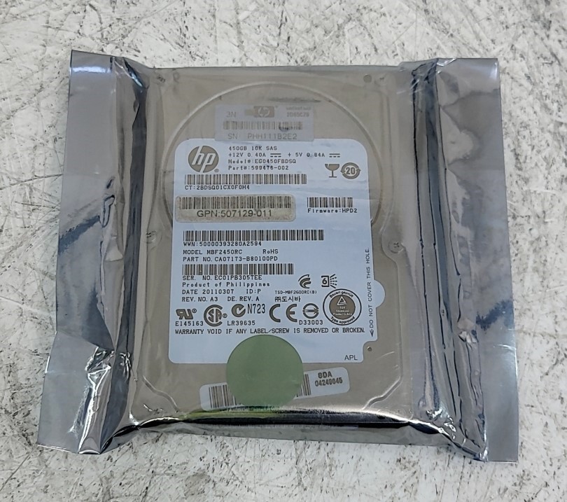 HP EG0450FBDSQ 599476-002 Hard Drive 450GB 2.5" SAS