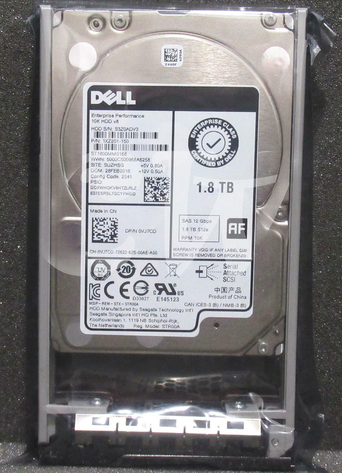 VJ7CD 0VJ7CD ST1800MM0168 Dell 1.8TB 10K RPM 12Gb/s 128MB 2.5"SAS HDD R730 T330