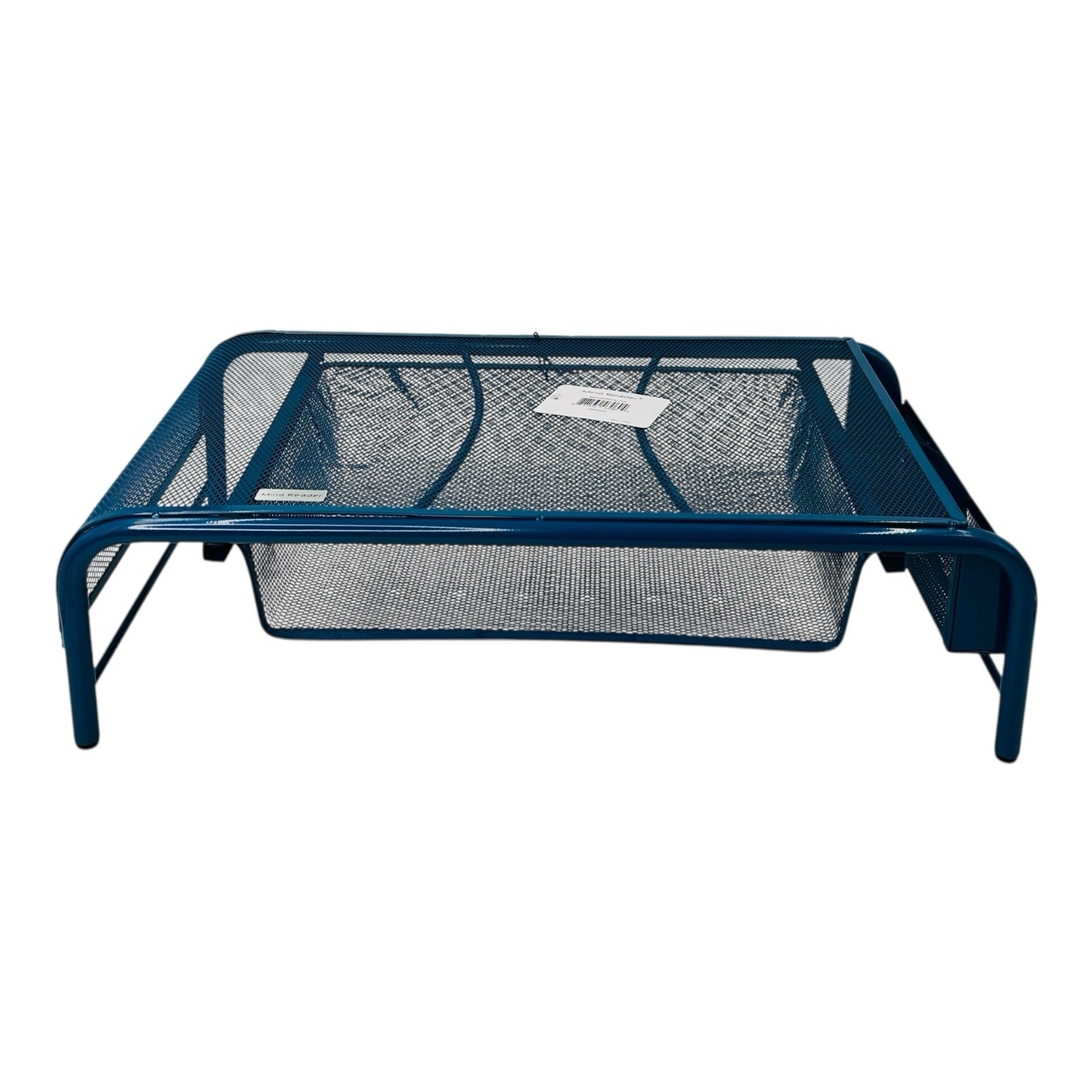Mind Reader Metal Mesh Monitor Stand 3 Compartment Turquoise 20" x 11.5" x 5.5"