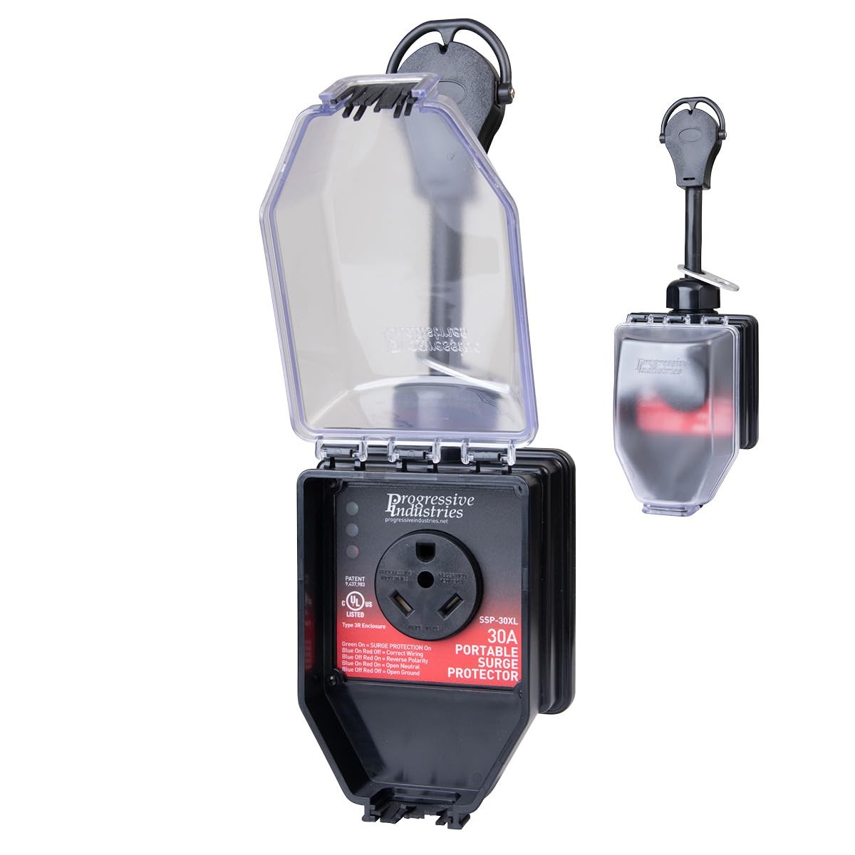 Progressive Industries RV Surge Protector 30 Amp, Portable with Cover, SSP-30XL