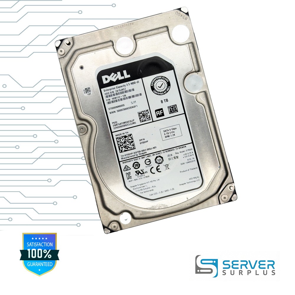 Dell 8TB SATA 6Gb/s 512e 3.5 in Enterprise HDD | 0T05HP | ST8000NM0055