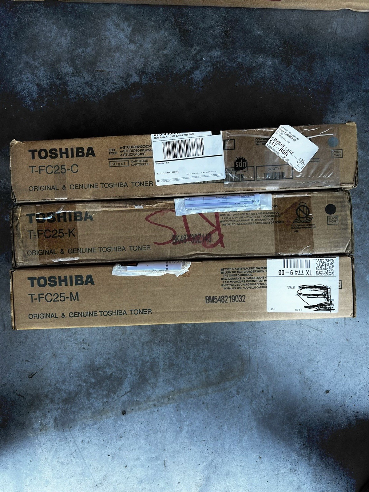 Toshiba Genuine T-FC25 Toner T-FC25-C/K/M Cyan Black Magenta e-STUDIO 2040C