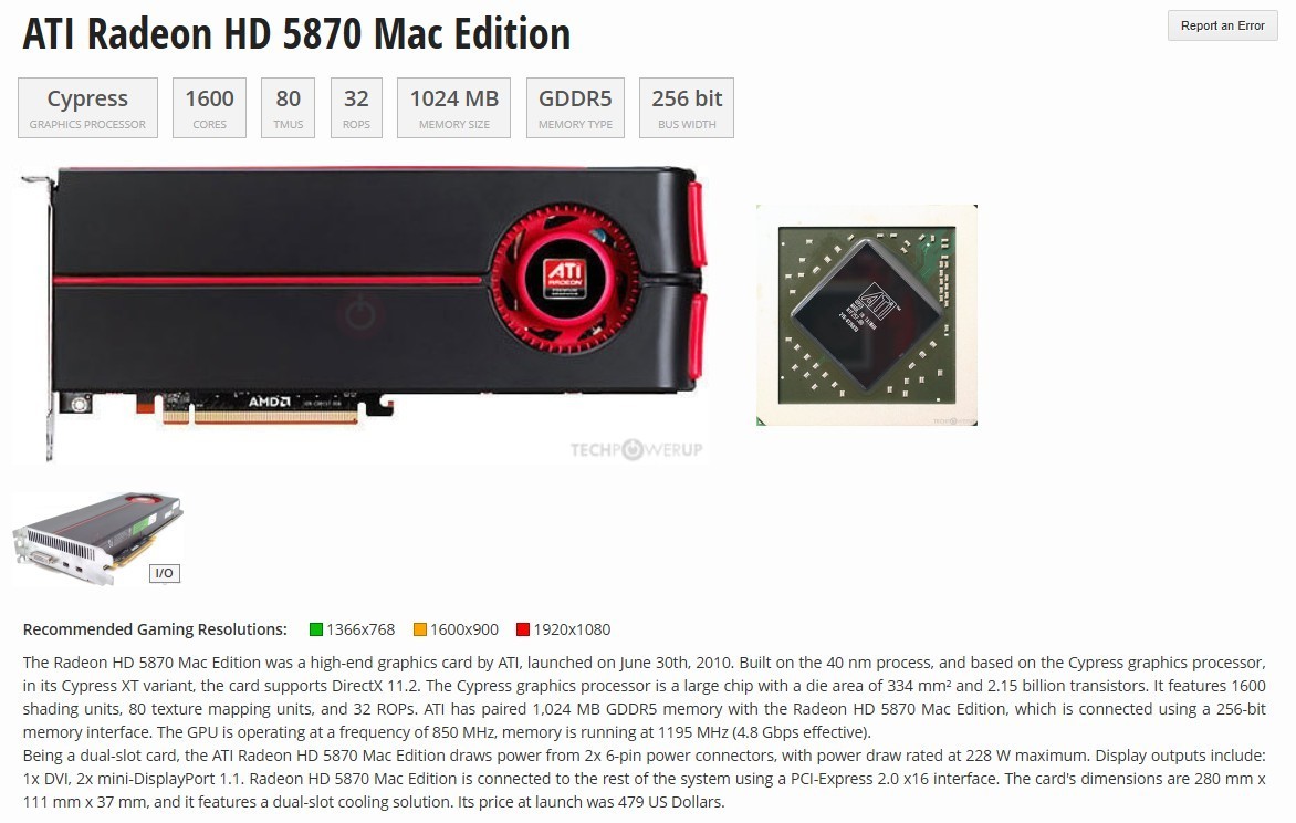 Apple MacPro 639-0677 ✅ATI Radeon HD 5870 1GB GDDR5 Graphics Card✅2x miniDP DVI✅