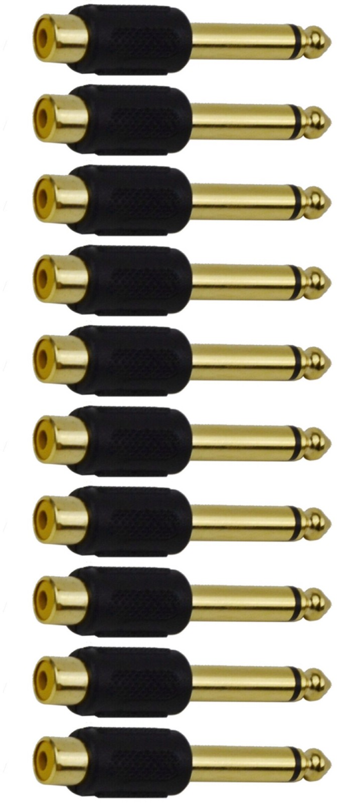 CESS 6.35mm TS Male to RCA #620: Mono Female,10-Pack, Gold