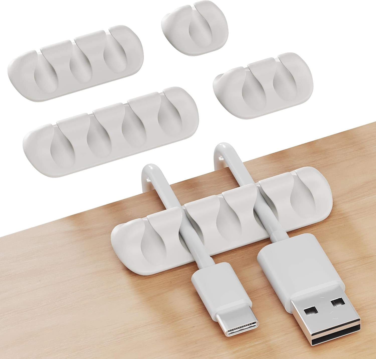 5 Pcs Organizador Cables Escritorio Adhesivo Clips Sujetacables Para Oficina