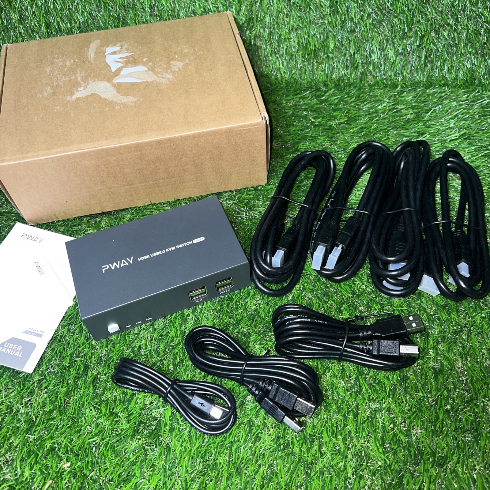 PWAY PW-S7201H2 GREATHTEK Dual Monitor HDMI KVM Switch 2 Port, 2 USB 2.0 Hub NOB