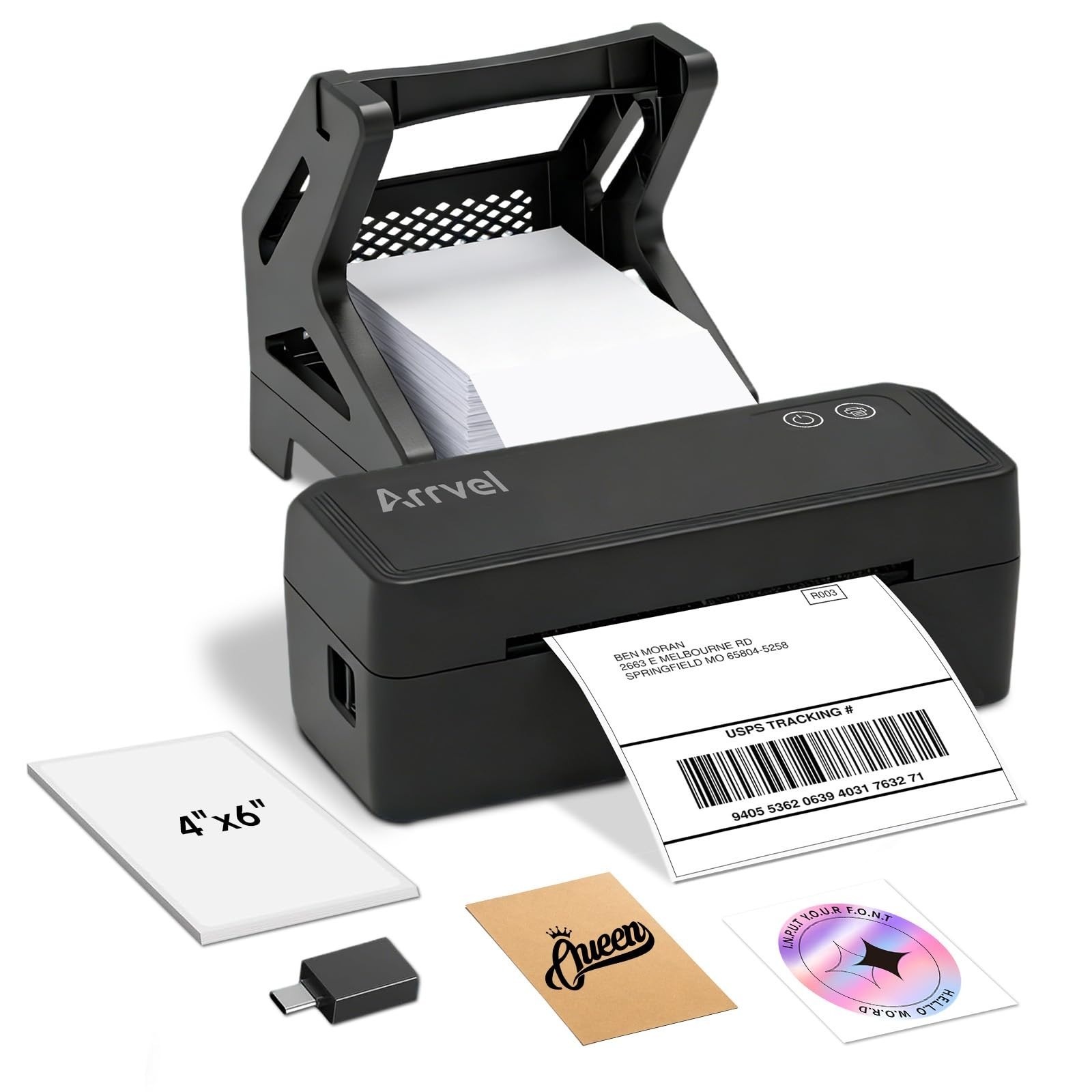 Bluetooth Thermal Label Printer with Stand, Wireless 4x6 Shipping Label Print...