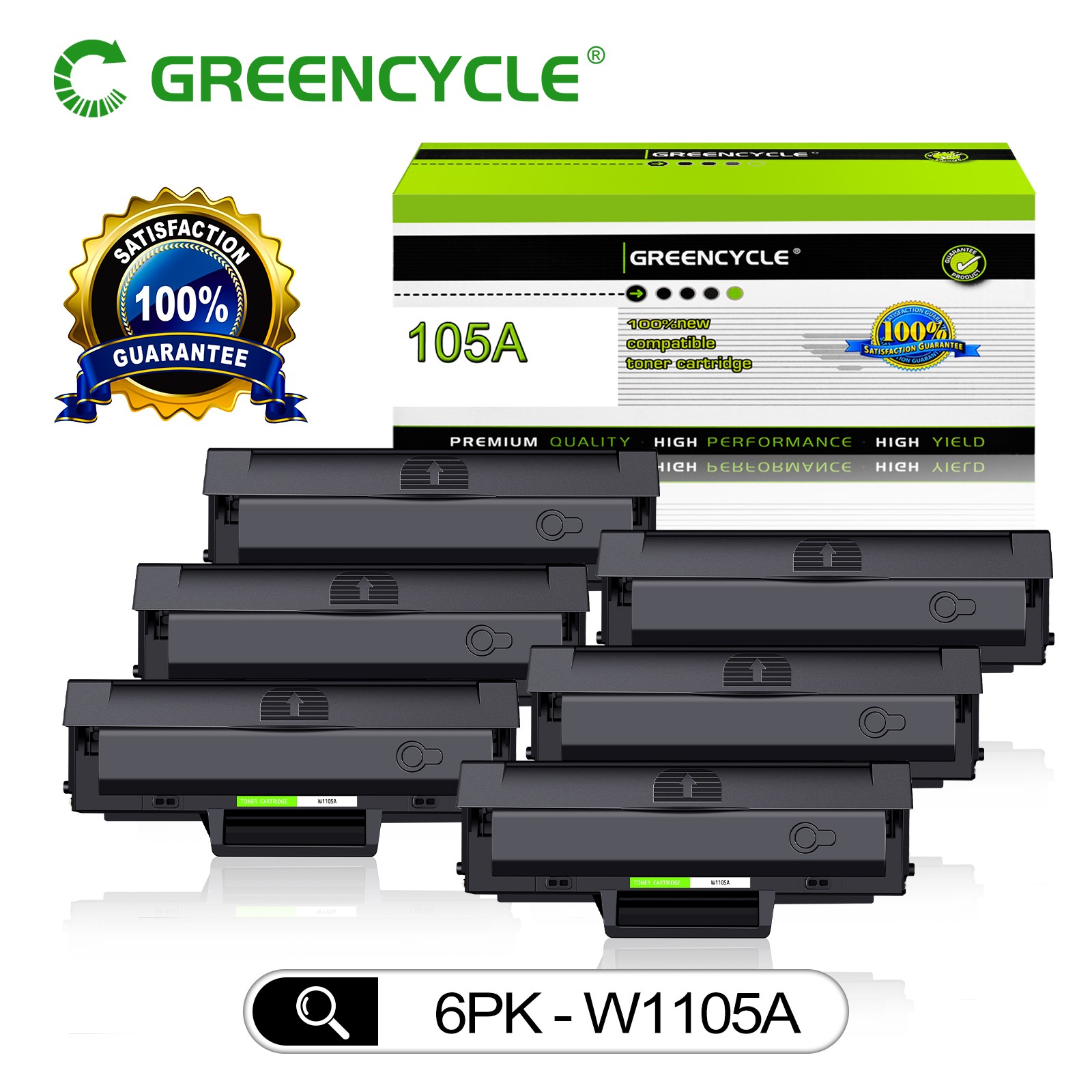6PK Black W1105A Toner fit for HP 105A LaserJet MFP 135a 135w 137fnw 107a 107r
