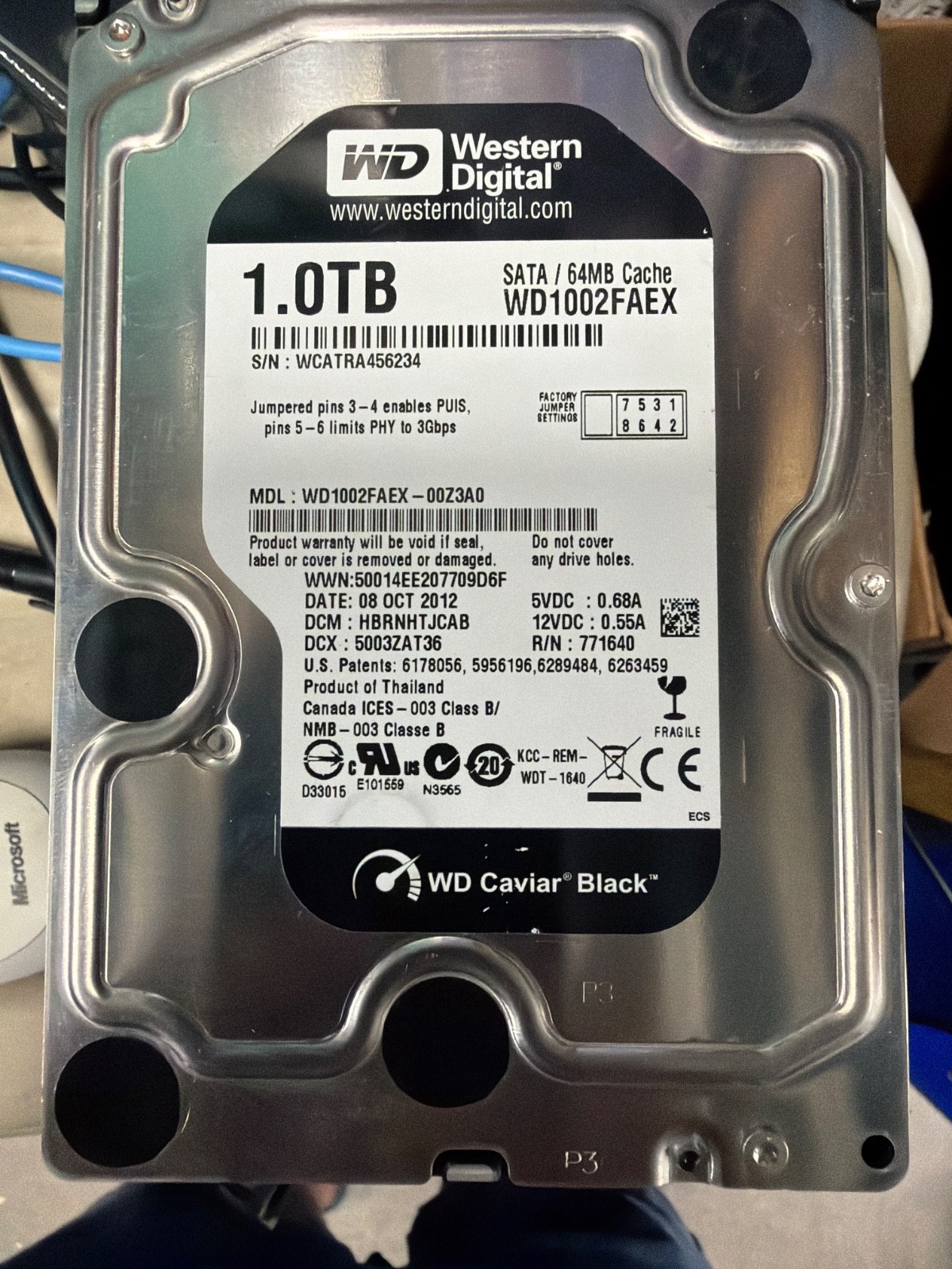 WD Caviar Black WD1002FAEX 3.5" Hard Drive 1TB 64MB SATA-6.0 Gb/S 7200RPM