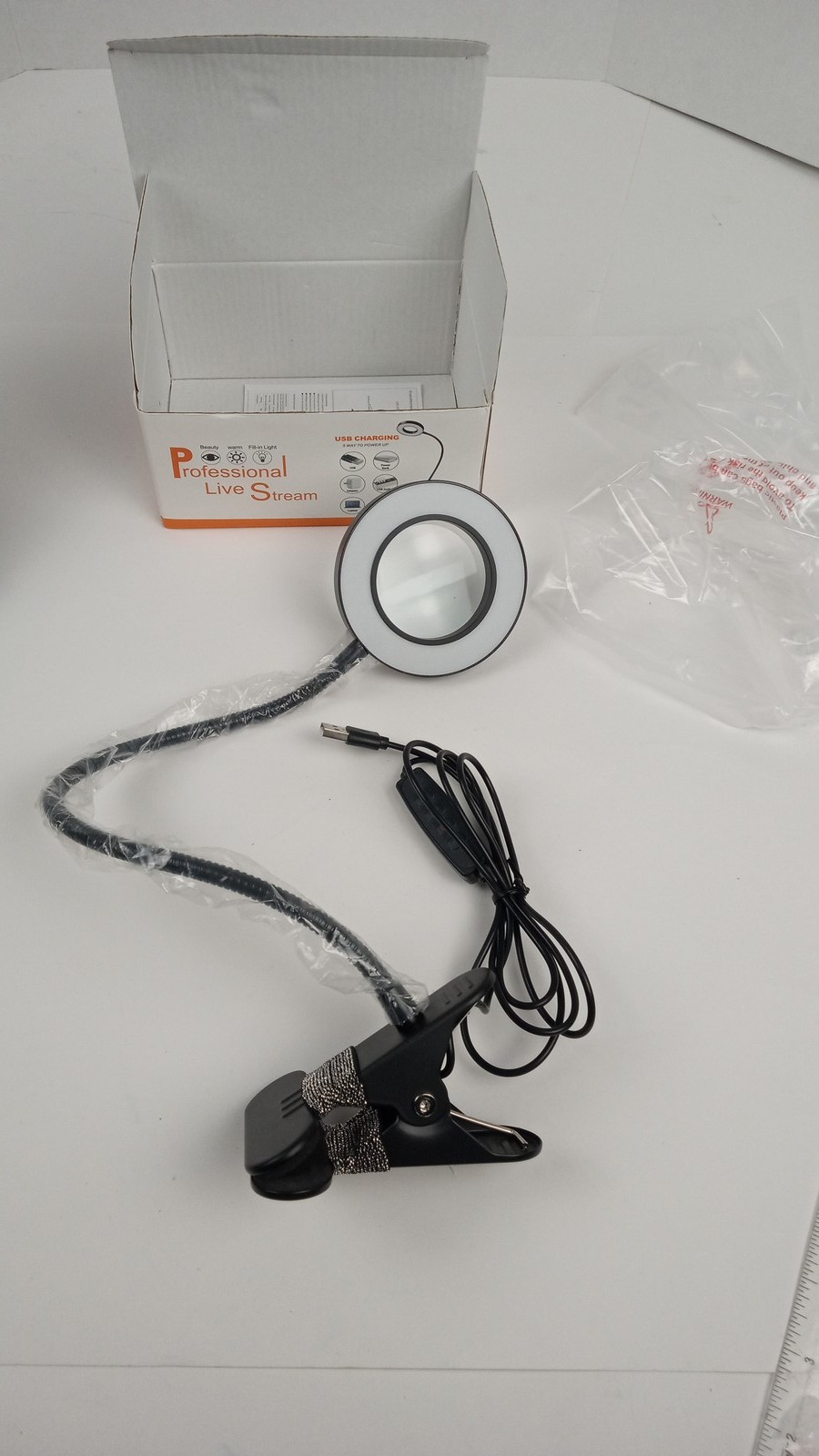 Professional Live Stream USB Ring Light Clip On Desk Mount Phone Lamp