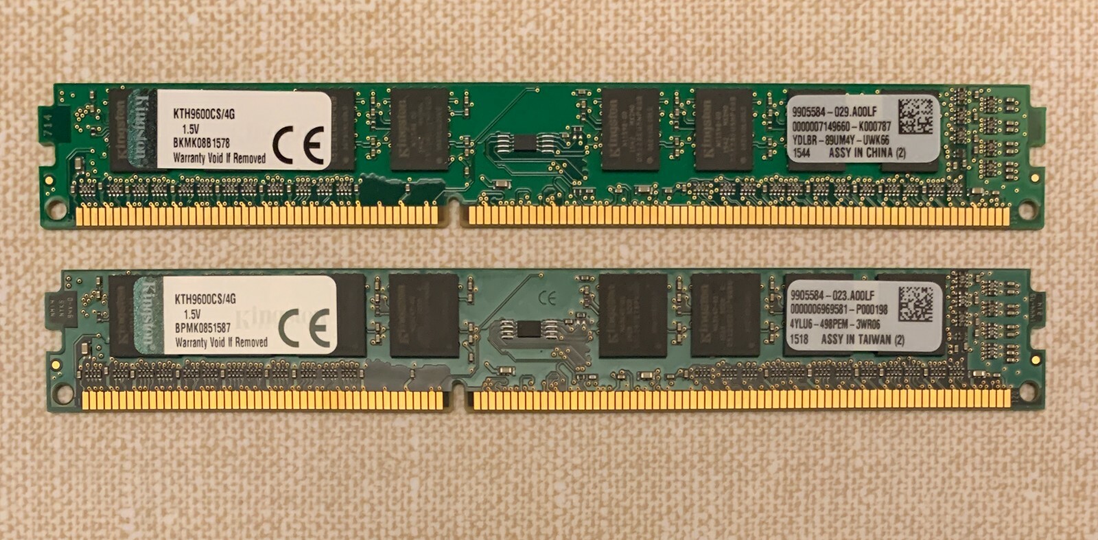 2X 4GB (8GB) Kingston PC3-12800 desktop (DDR3-1600) KTH9600CS/4G  -TESTED