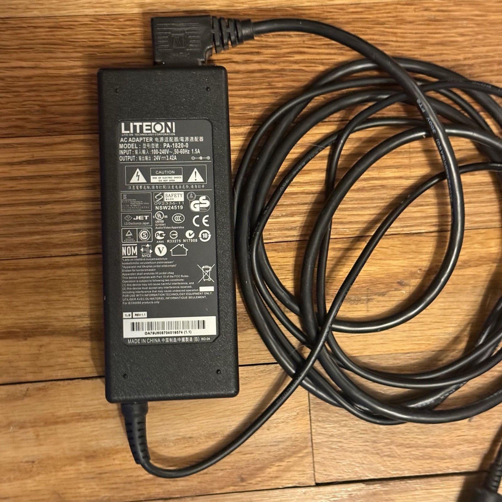 Genuine LiteOn AC/DC Adapter LG PA-1820-0 PA18200 Switching Power Cord 24VDC