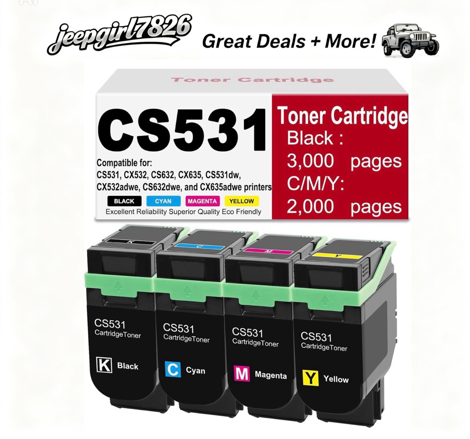 CS531 4 Pack Compatible Toner 75M10K0 75M10C0 75M10M0 75M10Y0 Cartridges