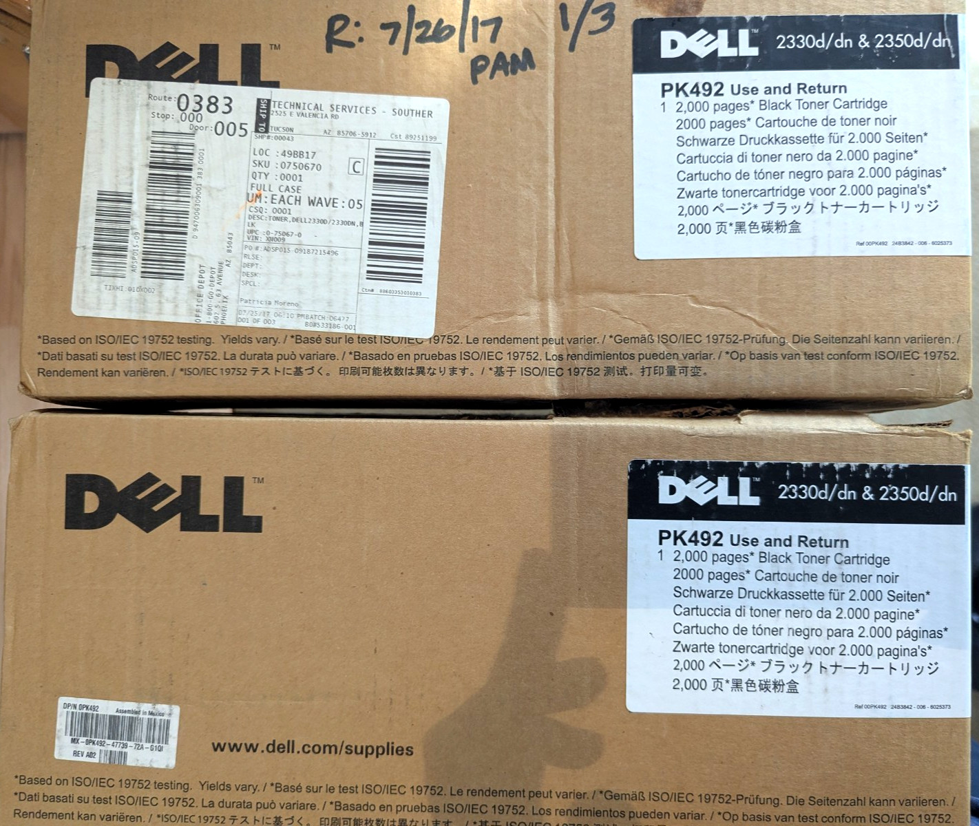 ✨ Lot of 2 NEW SEALED Dell PK492 Black Toner Cartridge 2330d/dn, 2350d/dn ✨