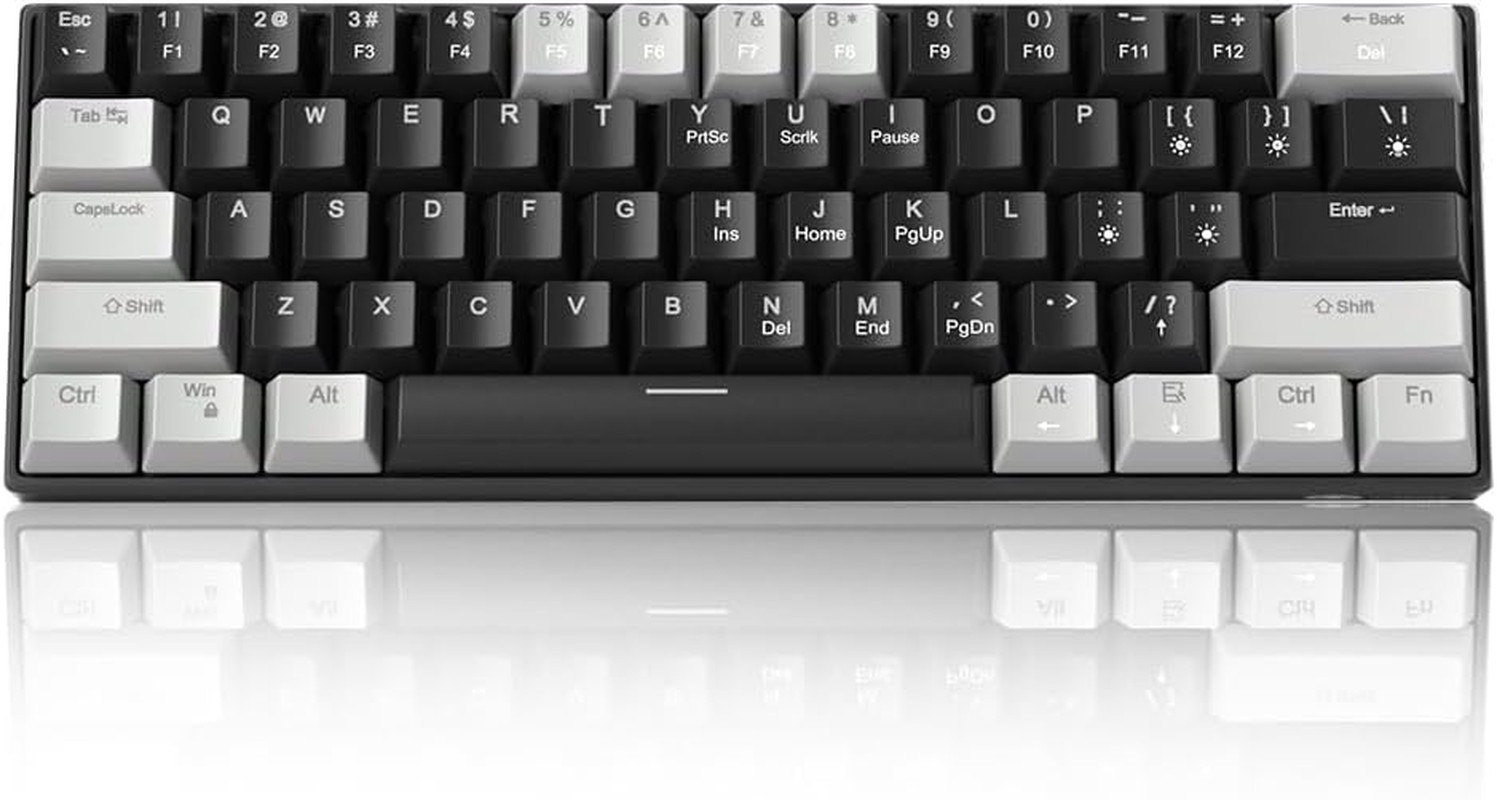 60 Teclado Mecanico Para Juegos Por Ciento, Mezcla De Grises Y Negros Teclas De