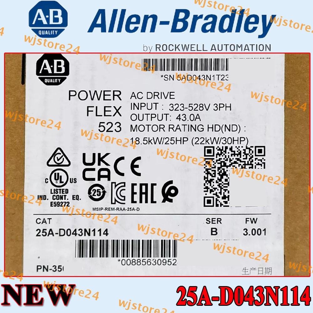 NEW NEW PLC 25A-D043N114 AB PowerFlex 523 22kW (30Hp) AC Drive 25AD043N114