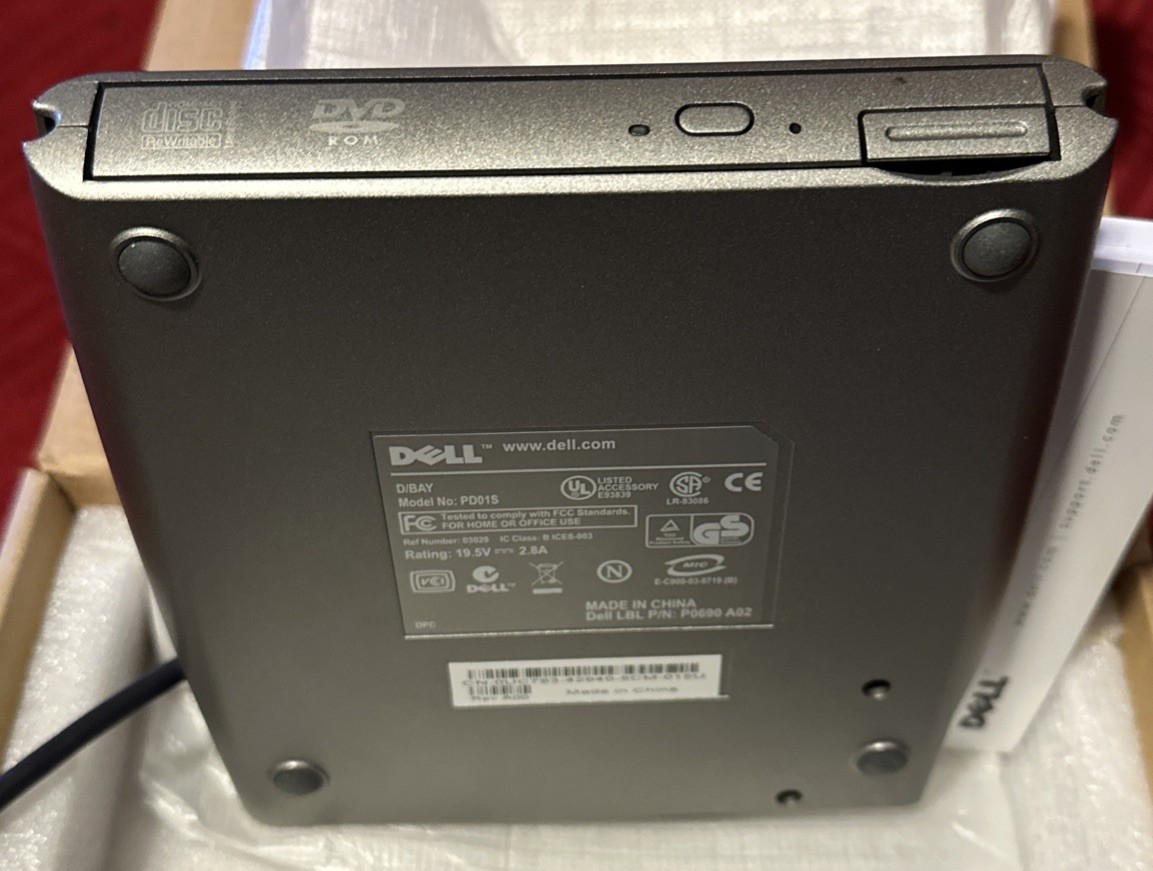 Dell DVD Burner D/Bay External CD/DVD+RW Combo PD01S for Latitude D400 D410