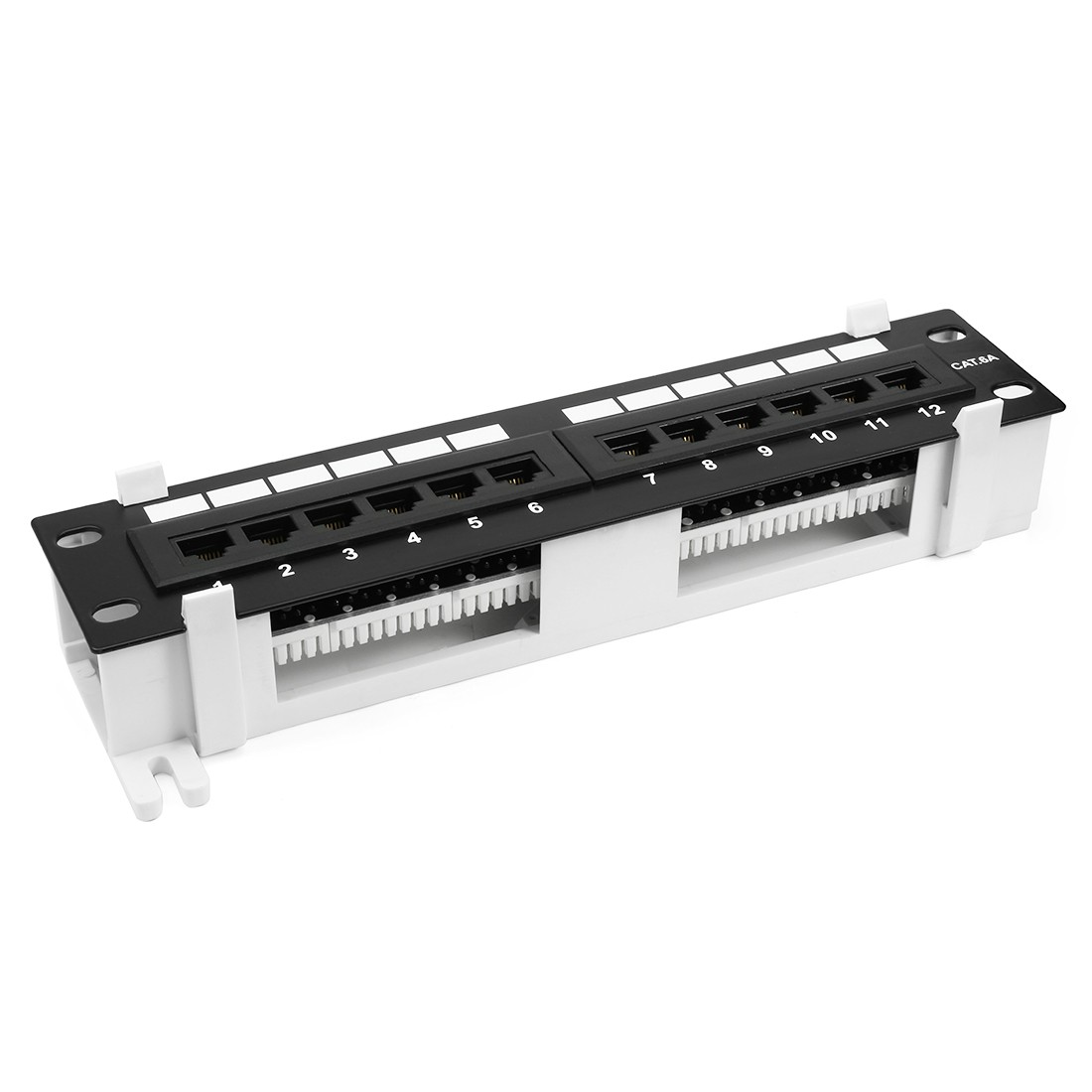 12-Port Cat.6A UTP Unsheilded Patch Panel RJ45 Ethernet With Wallmount Bracket