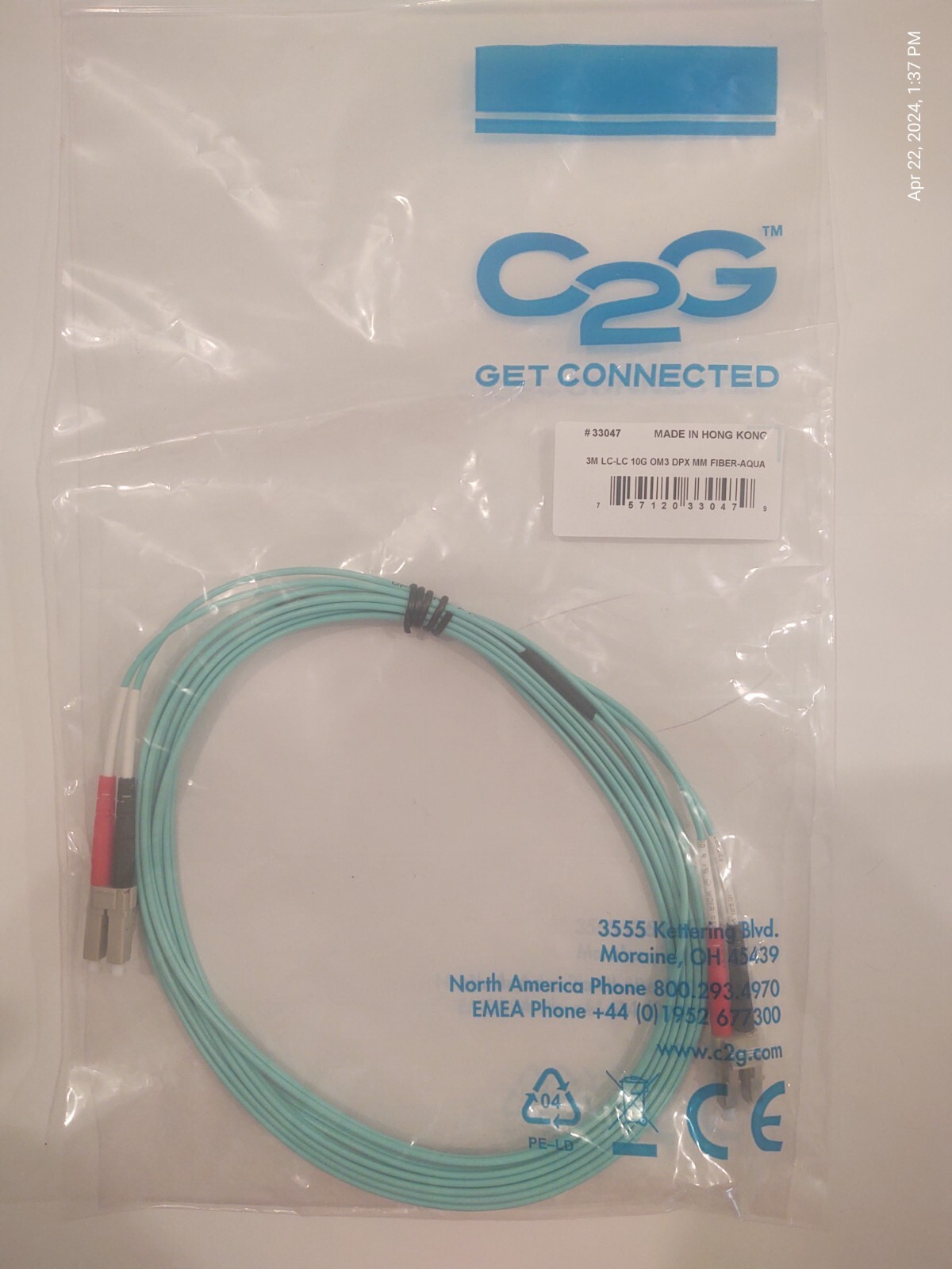 C2G #33047 3M LC-LC 10G OM3 Multimode PVC Fiber Cable