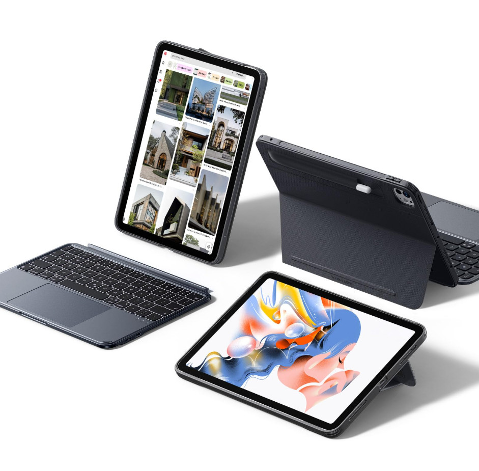 ESR for iPad Pro 11 Inch Case with Keyboard M5/M4, Multi-Angle Stand, Black