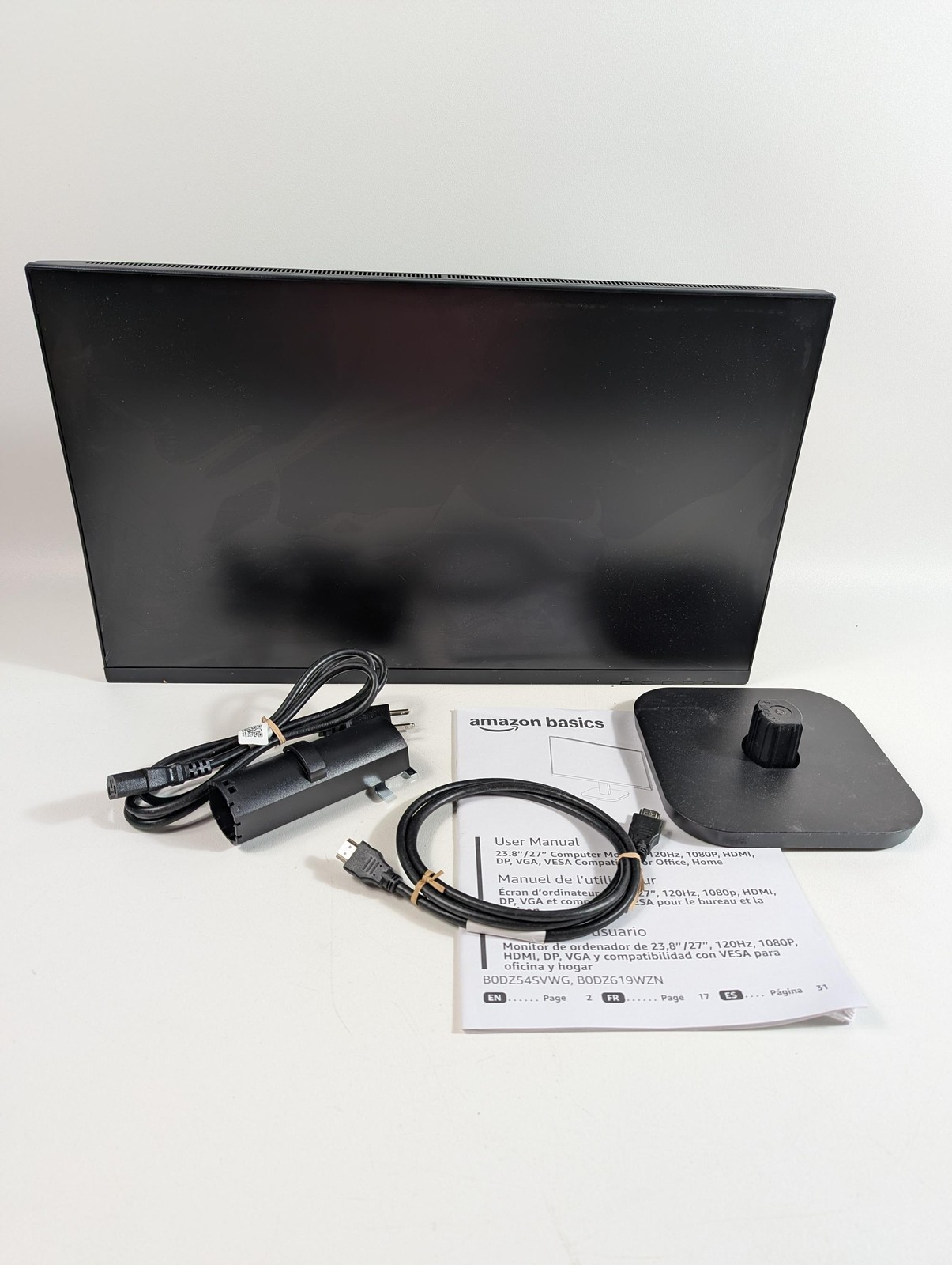 Amazon Basics 23.8-inch 1080P Computer Monitor, 120 Hz, HDMI, DP, VGA, VESA
