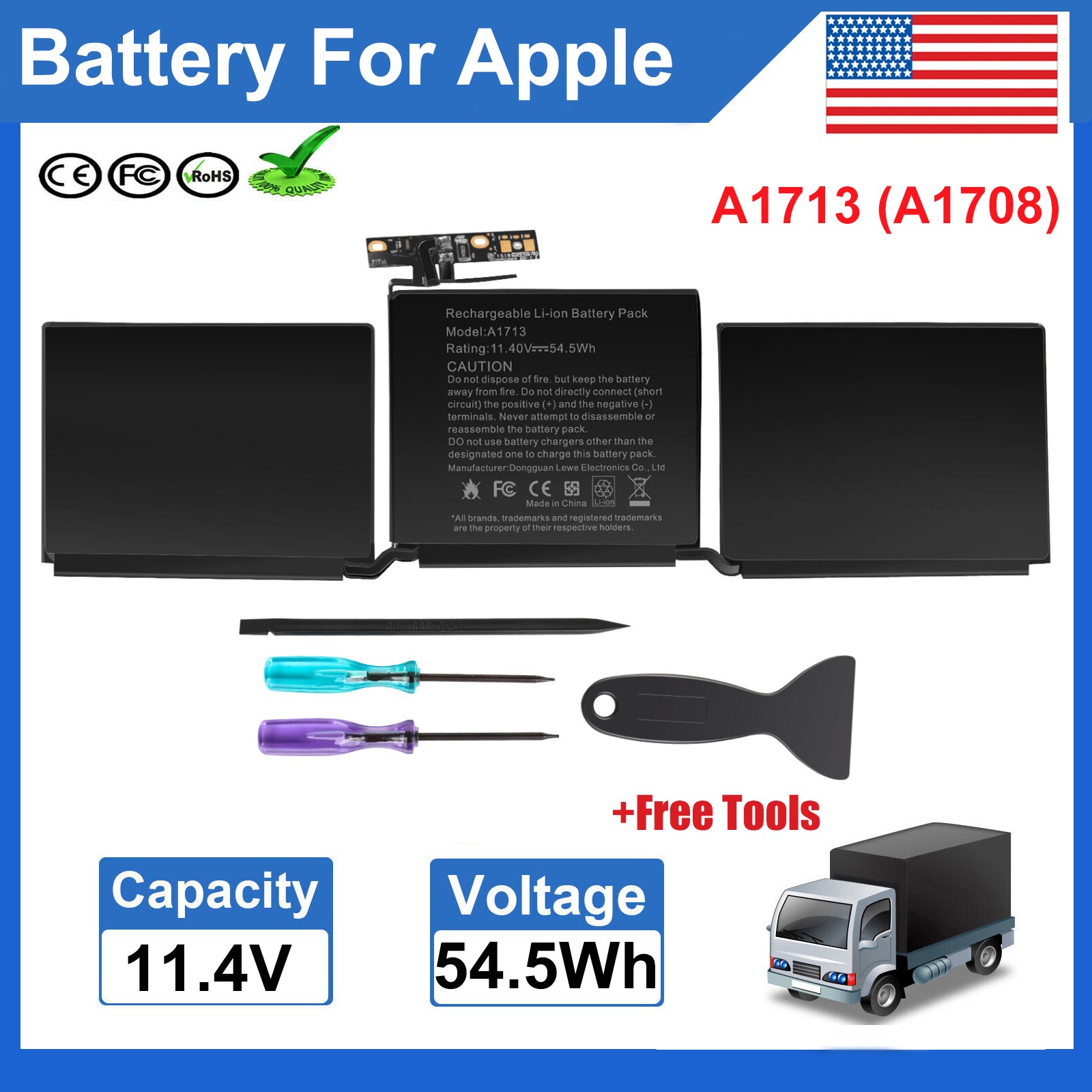 A1713 Battery For Apple MacBook Pro 13" A1708 Late 2016 Mid 2017 EMC 3164 2978