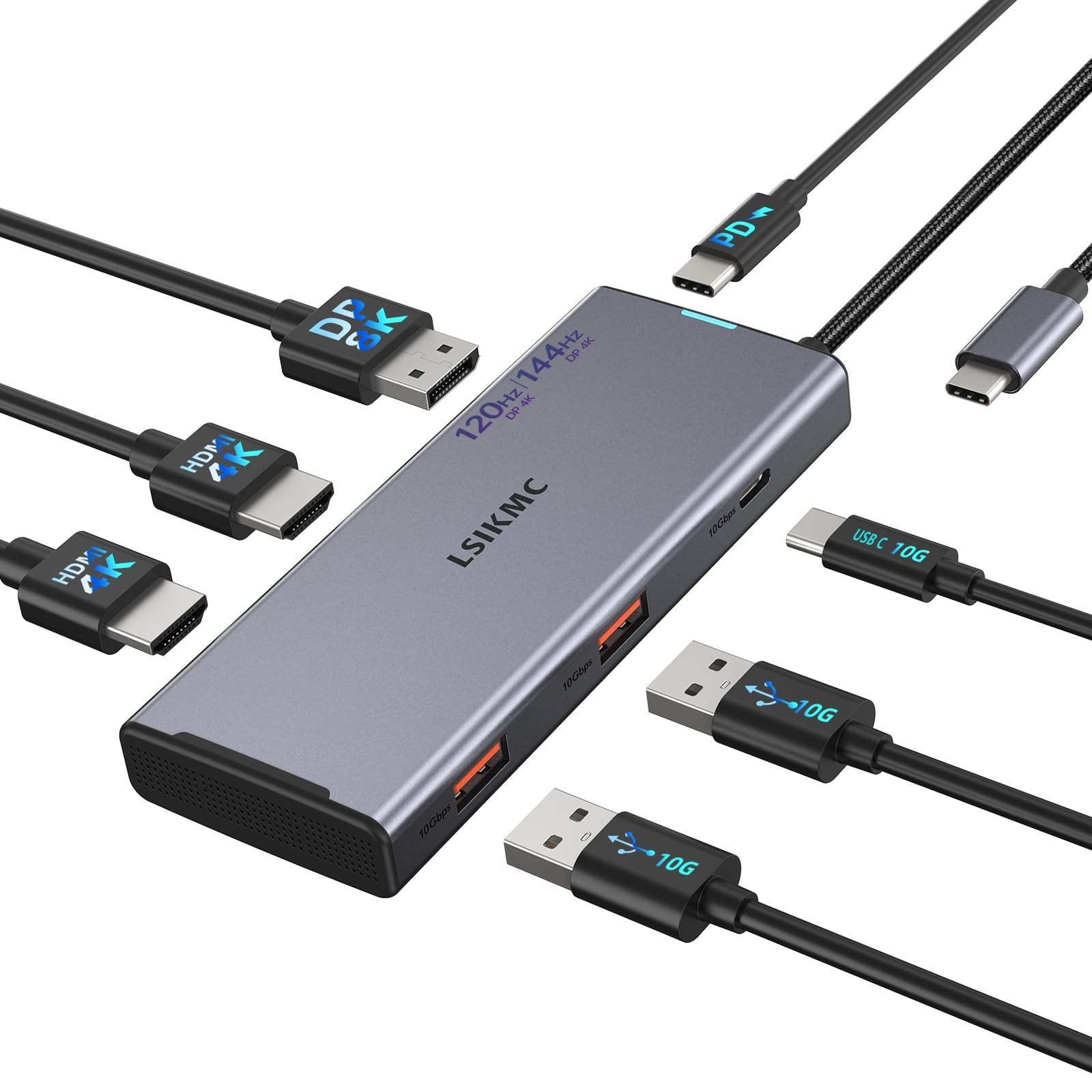 USB-C Laptop Docking Station for Triple Monitor | 7-in-1 Dock with DP 4K@160H...