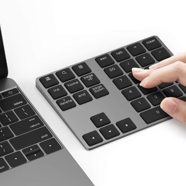 Lekvey Bluetooth Number Pad Aluminum Rechargeable Wireless Keypad