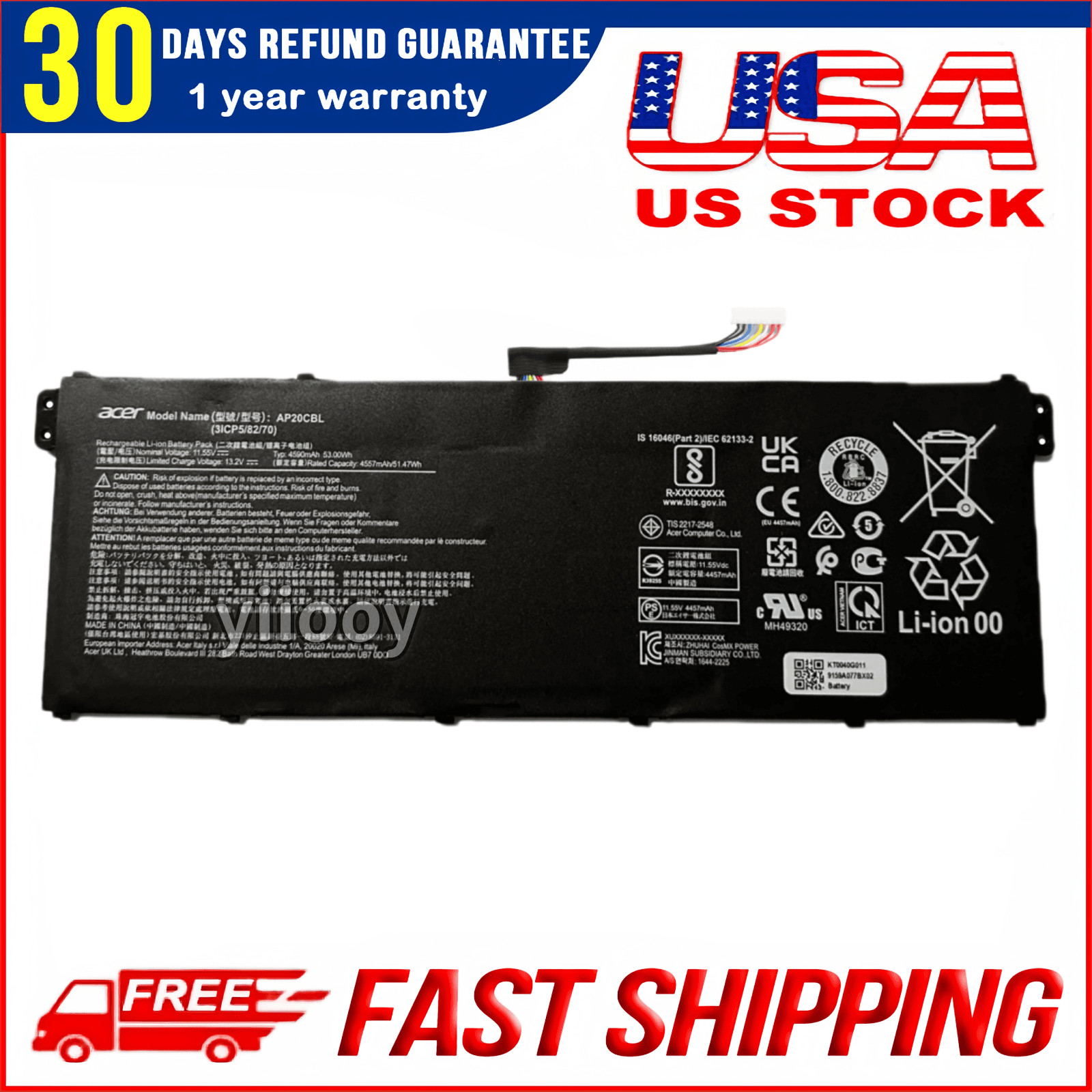 New Genuine OEM AP20CBL Battery for Acer Aspire 5 A515-45 Swift 3 SF314 R5-5500U