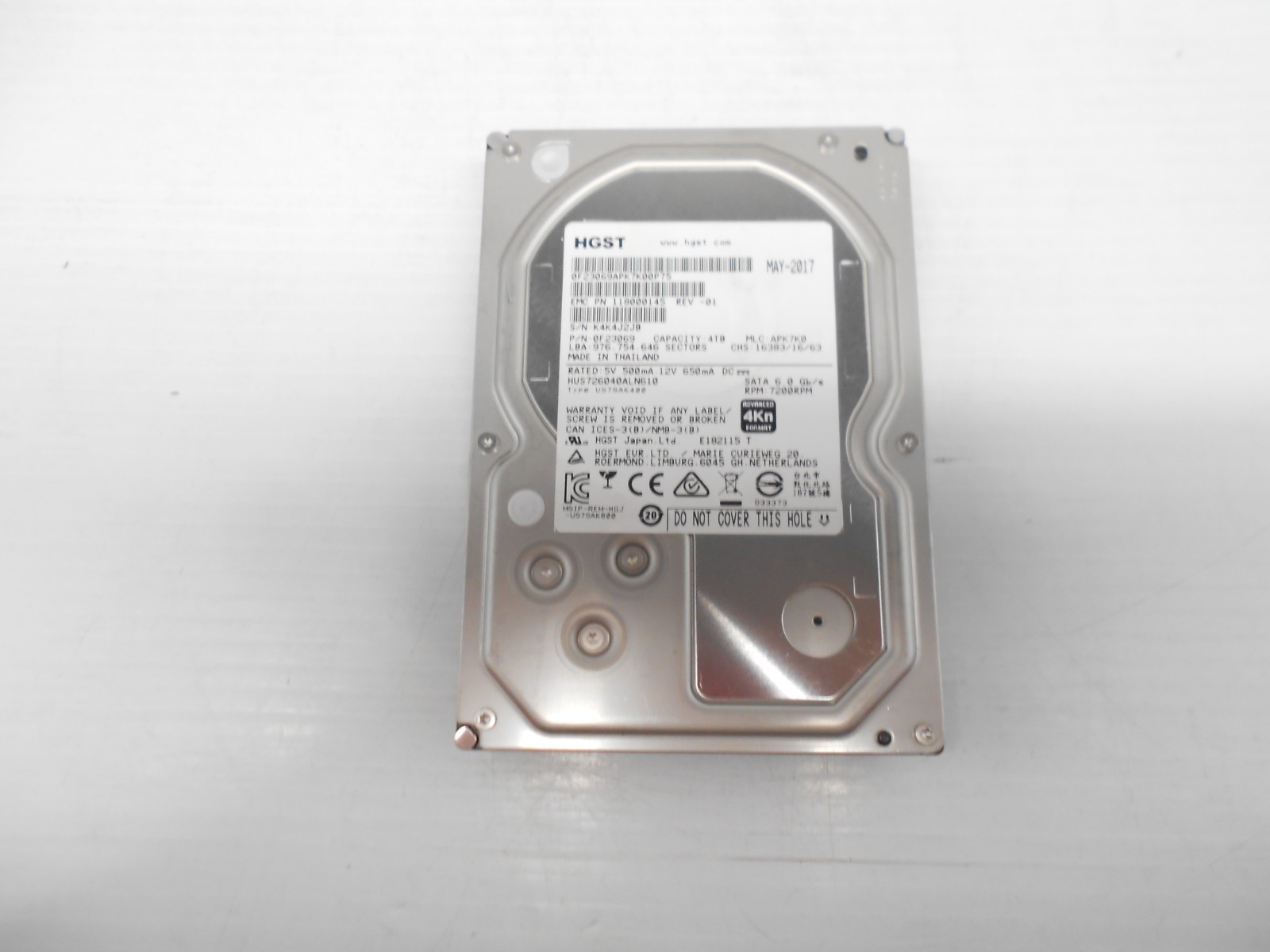 Dell EMC 4TB 3.5" 4Kn SATA Hard drive HUS726040ALN610 Isilon H400 H500 005033001