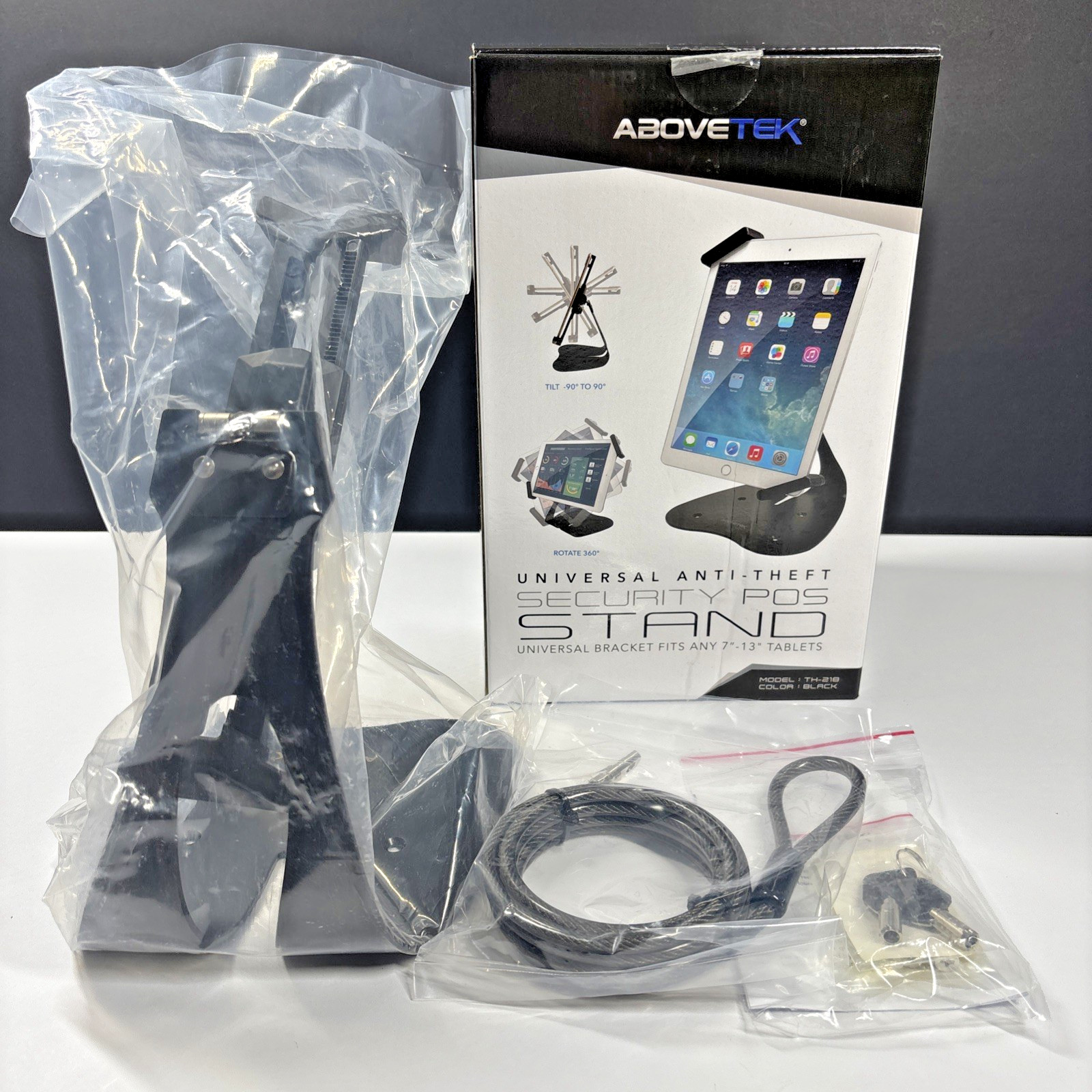 AboveTEK Universal Security pos stand Anti-Theft  ANY Tablet 7"-13" Black TH-218
