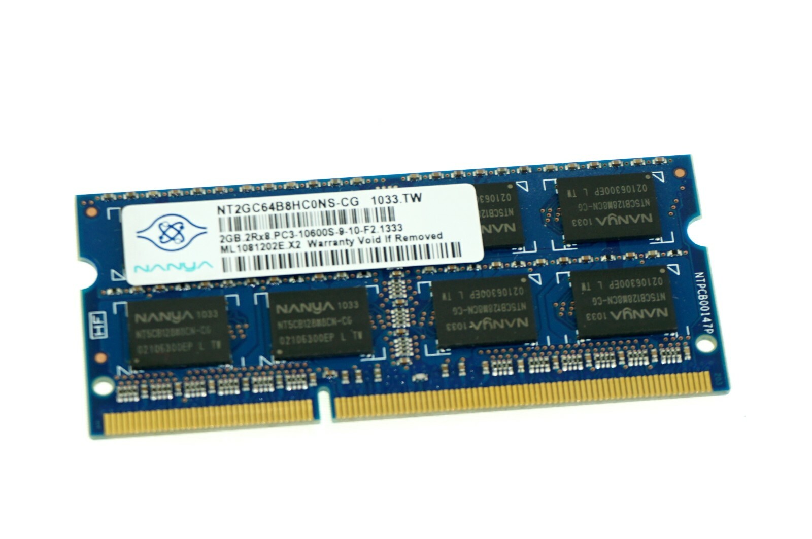 NT2GC64B8HC0NS-CG GENUINE NANYA LAPTOP MEMORY 2GB DDR3 PC3-10600S-9-10-F2 (CA65)