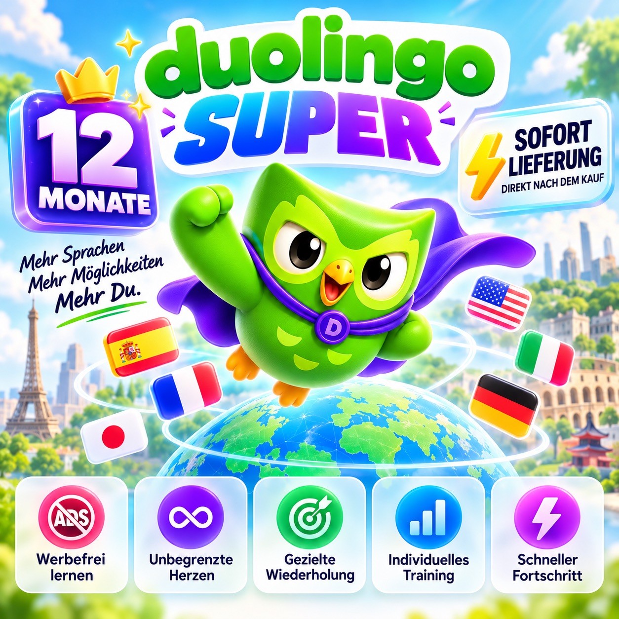 Duolingo Super 💚 | 12 Months 🌍 Ad Free & Unlimited Hearts ❤️