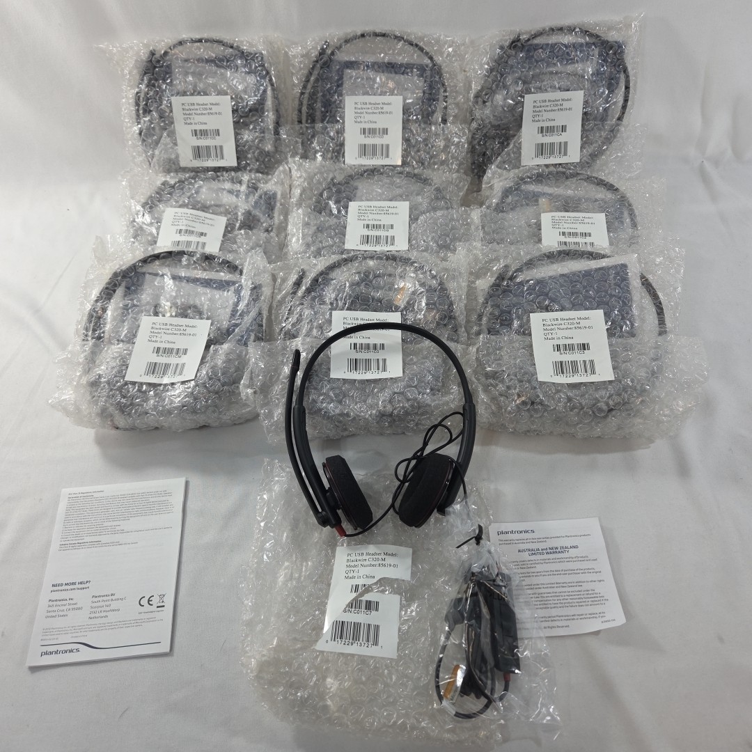 Plantronics Blackwire C320-M Black Headband Dual Headsets USB Microphone Lot x10