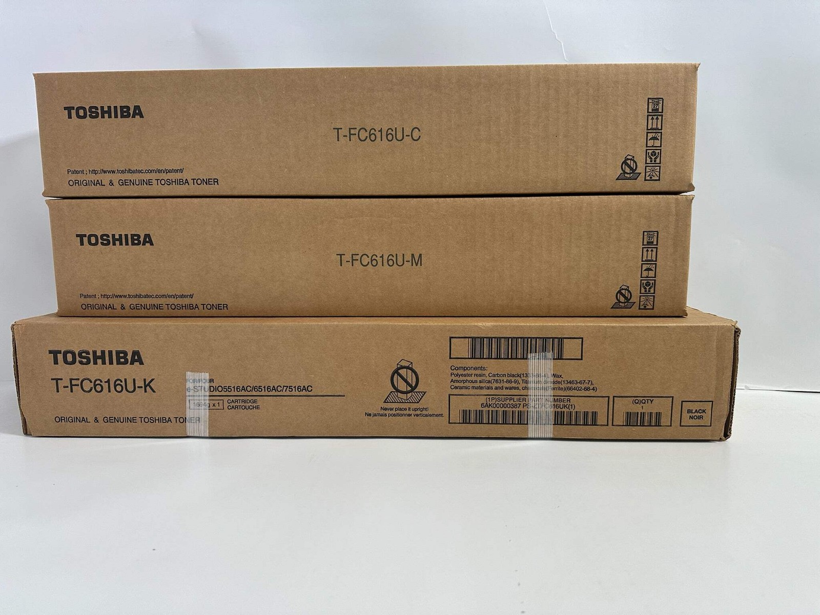 3 NEW OEM Toshiba eS5516AC,5516ACT Cyan Magenta & Black Toners T-FC616U
